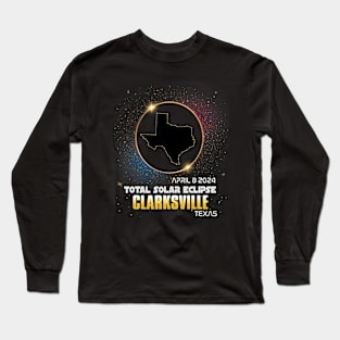 Clarksville Texas Total Solar Eclipse 2024 Long Sleeve T-Shirt